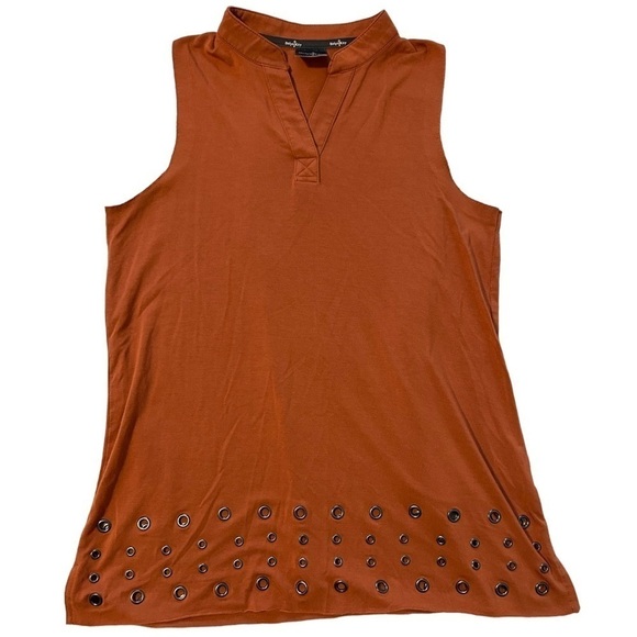 *CLEARANCE* Belyn Key Orange sleeveless golf tank top w/grommet detail Small - Picture 3 of 13